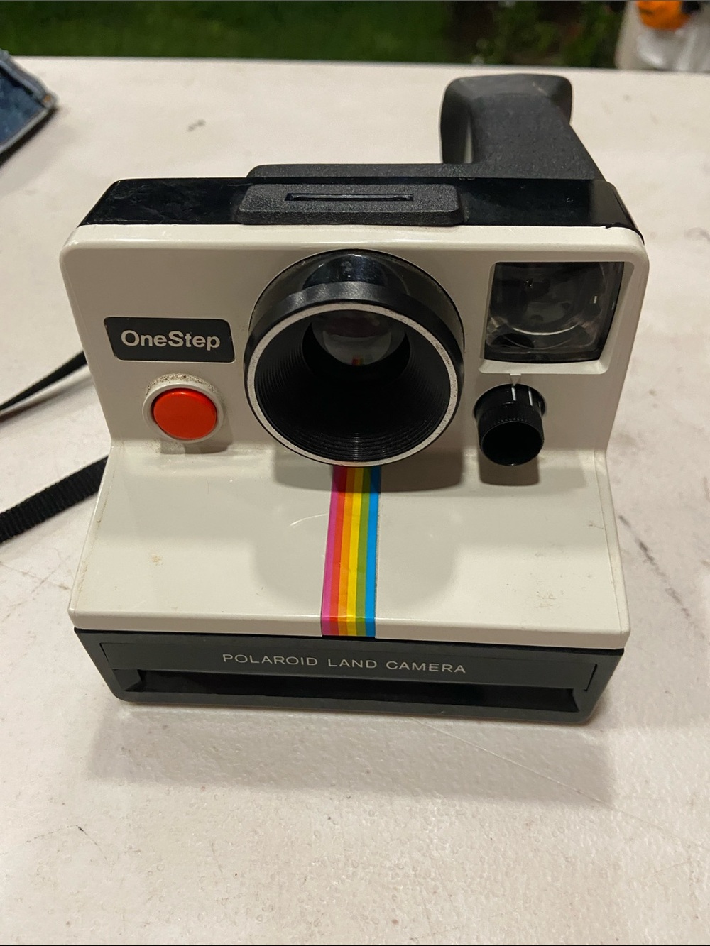 Polaroid White Instant Camera with Rainbow Stripe Accent